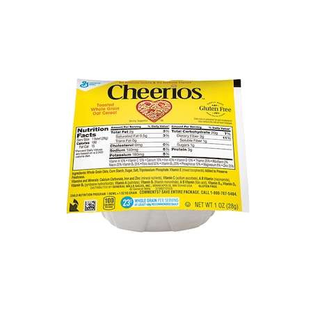 Cheerios Cheerios Whole Grain Oat Gluten Free Cereal Bowlpak 1 oz., PK96 16000-32262